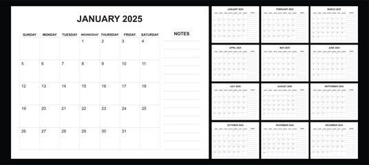 2025 calendar sunday start, yearly planner