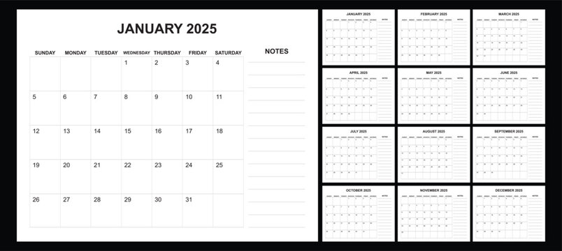 2025 calendar sunday start, yearly planner