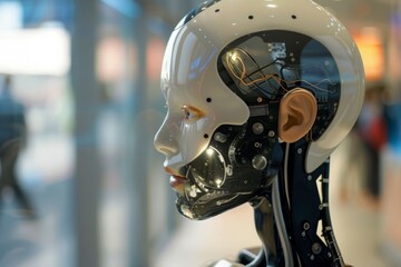 Fototapeta premium A robot head with a face and ears