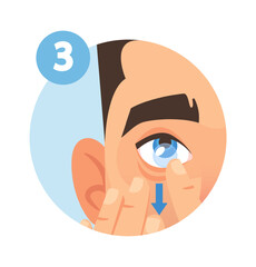 Man removing contact lenses vector illustration