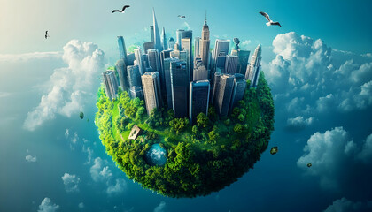 Sustainable Future Vision: An eco-friendly concept showcasing our planet and green practices