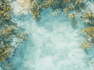 An aerial view of the rococo inspired shallow water in an Australian coastal lagoon, showcasing intricate patterns and textures created by natural elements like sea plants, saltwater waves, and fine