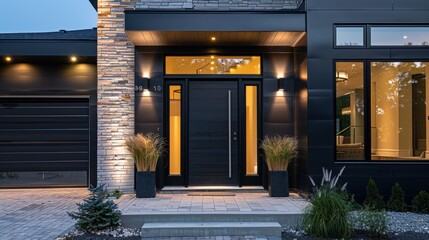Modern new house front door house building, AI generated image