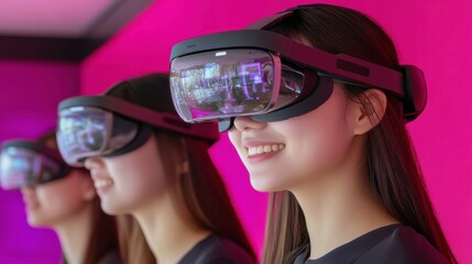 Naklejka premium Team Collaboration with Augmented Reality Tools