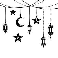 Doodles line art of ramadan kareem greeting card concept.