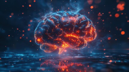A striking concept art of a human brain bursting with knowledge and creativity, symbolizing the explosive potential of generative AI.