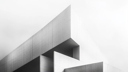 Fototapeta premium A surreal, minimalist structure with clean lines and sharp angles rises against a cloudless sky, evoking a sense of isolation and otherworldliness.