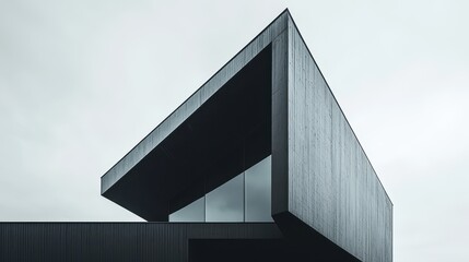 Obraz premium A surreal, minimalist structure with clean lines and sharp angles rises against a cloudless sky, evoking a sense of isolation and otherworldliness.