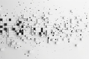 A white background with a black and white pattern of squares