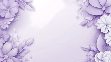 Fototapeta premium Lavender Floral Background Design Featuring Paper Flowers and Leaves