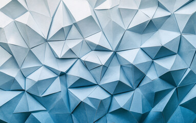 Obraz premium Cool cyan and pale gray abstract pattern background. Geometric shape. Line stripe angle facet triangle fold. Color gradient. Noise grain. Business, tech. Design. Minimal.