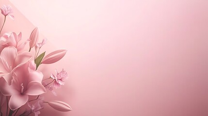 Fototapeta premium Delicate Pink Flowers on a Soft Pink Background