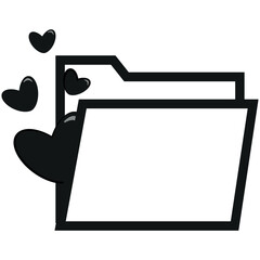 Original simple black and white heart folder icon design for Valentine's Day