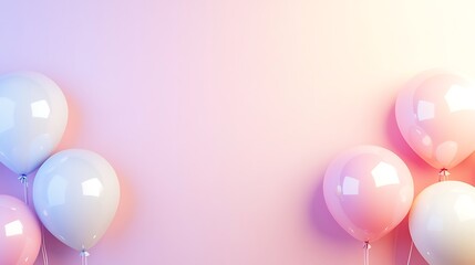 Pastel Balloons Against Soft Pink Background
