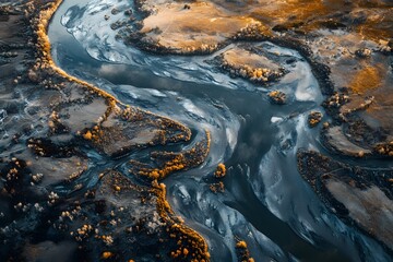 Fototapeta premium Aerial View of a Winding River