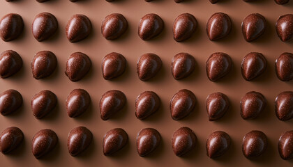 Fototapeta premium A Delicious chocolates confections arranged neatly on smooth surface, creating inviting display