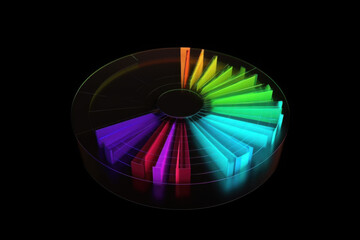 Obraz premium 3D Neon Color Wheel with Vibrant Glow, Futuristic Abstract Art