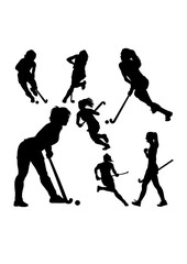 female field hockey player silhouettes