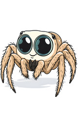 Cute Cartoon Spider with Big Eyes and Fluffy Body Captured in a Playful Style drawing and coloring page for printable