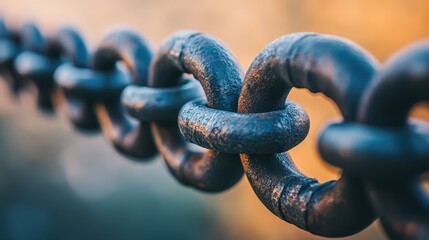 An image depicting a strong iron chain symbolizing cybersecurity, privacy, and digital data...