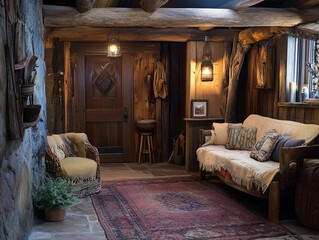 Fototapeta premium Rustic Bed and Breakfast Check-In Area Welcoming Guests