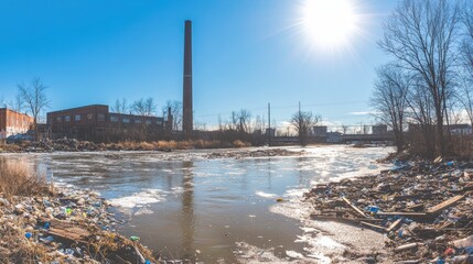 Obraz premium Waste Accumulation Near Old Industrial Plant
