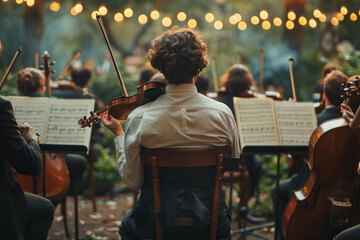 Fototapeta premium orchestra with violins in the garden