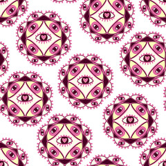 eye mandala seamless pattern. Mandala greek evil eye. Symbol of protection. Use it as a print on a T-shirt, mug, sweater, pillows