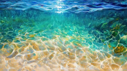 Fototapeta premium Bright Shimmering Water in Artistic Beach Scene