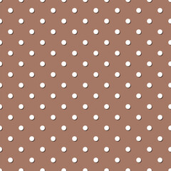 Seamless mocha brown and white polka dot pattern vector