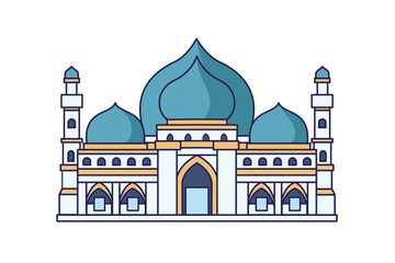 Vector illustration of a Mosque or Masjid. Mosque is a place of worship for Muslims which is used to perform prayers and various religious activities. Ramadan Concept
