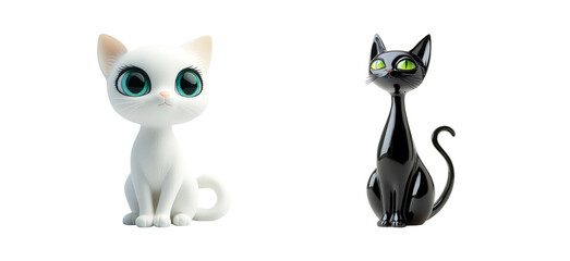 Obraz premium Cute Cartoon Cats on Transparent Background