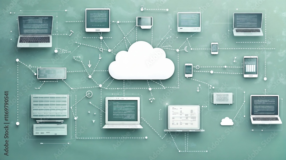 Poster cloud computing connecting multiple devices sharing information wirelessly