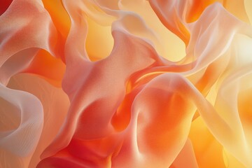 Obraz premium Abstract image of flowing, translucent fabric in warm orange and peach tones.