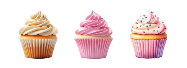 Colorful Cupcakes with Creamy Frosting Decor
