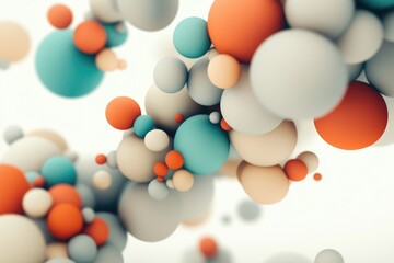 Abstract 3D rendering of colorful spheres, creating a dynamic and visually appealing composition.