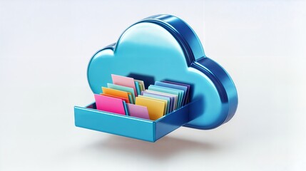 Cloud storage service showing a drawer with files and folders