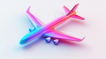 Fototapeta premium Colorful airplane model on white background.