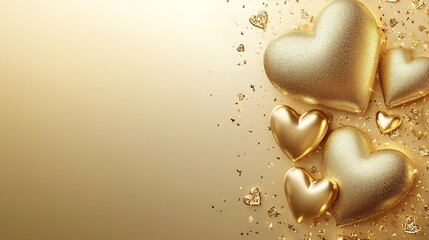 Golden Hearts Scattered On A Gold Background