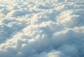 Aerial View of Fluffy White Clouds in the Sky