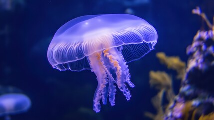 Obraz premium Underwater Jellyfish with Vibrant Colors and Glow