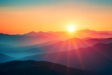 Obraz premium Sunrise Over Mountain Ranges