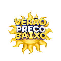 Verão selo 3D render para composição