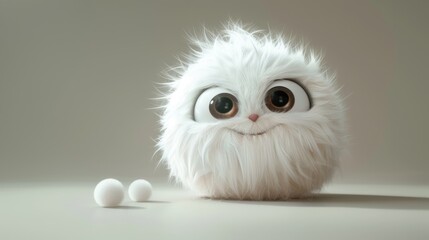 Fluffy White Creature with Big Eyes