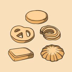 Butter cookies of various shapes