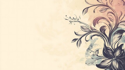Elegant floral design on a beige watercolor background