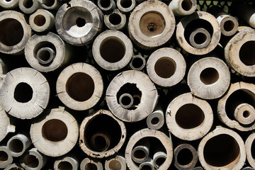 Bamboo cylinder wall circles abstract textured background