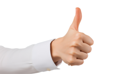 a smart women giving thumb up isolated transparent background