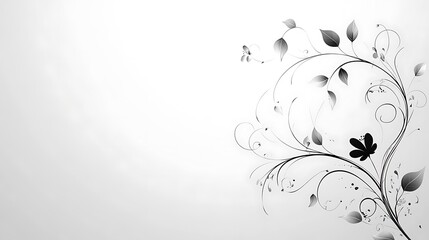 Elegant Monochrome Floral Design On White Background