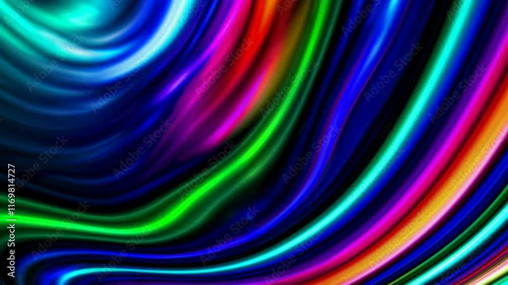 Poster vibrant abstract wave pattern with rainbow colors, digital art. modern design and creativity concept